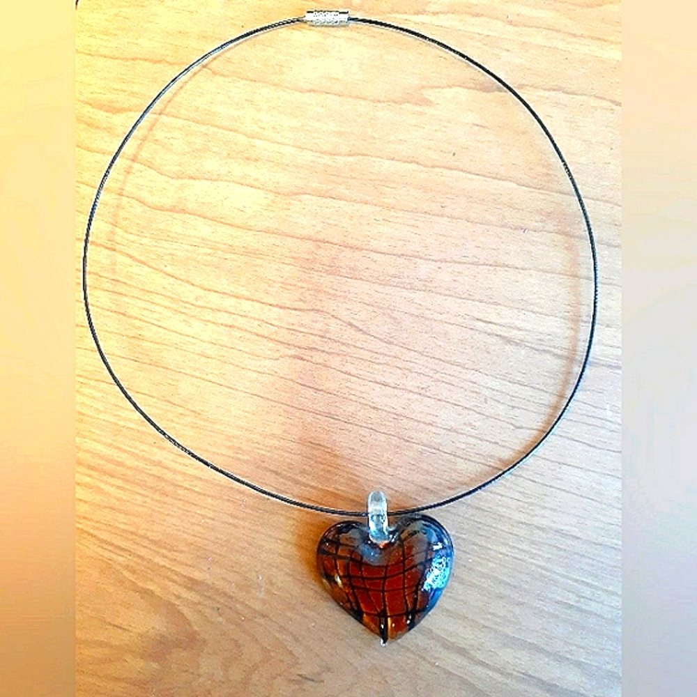 NWOT Murano Crystal Heart Necklace